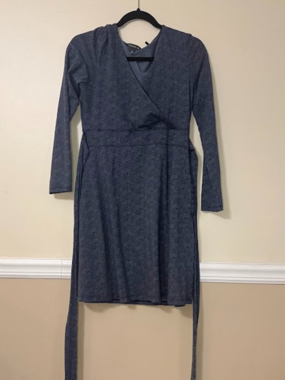 Toad & Co Long Sleeve Wrap Dress Small Blue Floral Tencel Organic Cotton